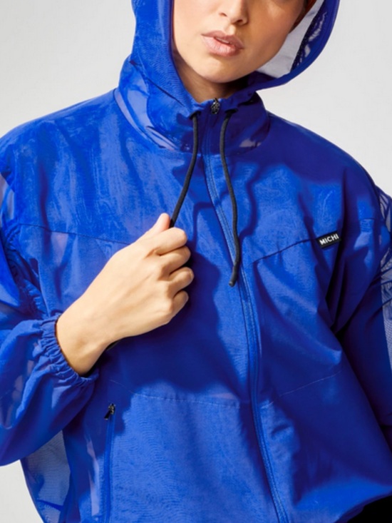 MICHI Jackets & Blazers - MICHI Bold Blue Hooded Windbreaker Jacket